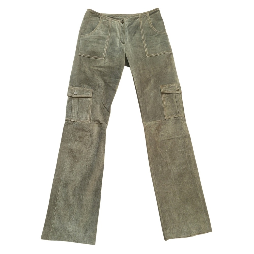 Wilsons Leather Maxima Green Suede Cargo Flare Pants Women 4